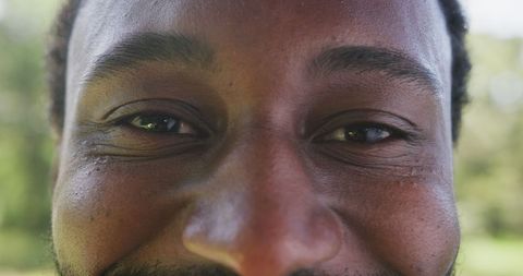 Close-Up of Smiling African American Man Outdoors