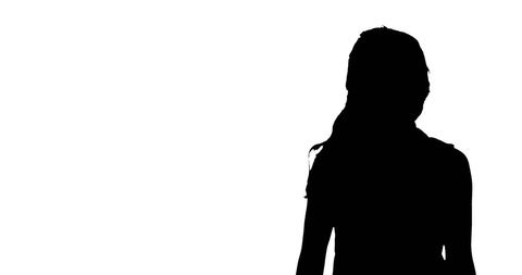Mysterious Female Silhouette Isolated on White Background