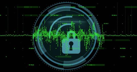 Cyber Security Concept with Lock on Digital Data Streams - Download Free Stock Images Pikwizard.com