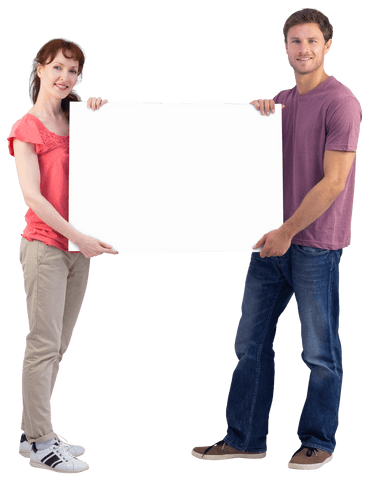 couple holding transparent blank sign for advertisement - Download Free Stock Videos Pikwizard.com