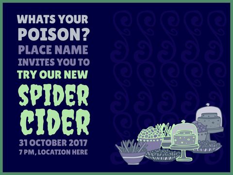 Halloween Spider Cider Invitation with Spooky Graphics - Download Free Stock Templates Pikwizard.com