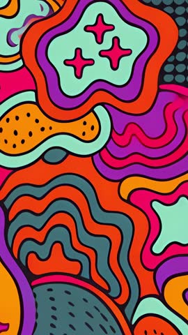 Animating vibrant abstract pattern with bold organic shapes for vertical video