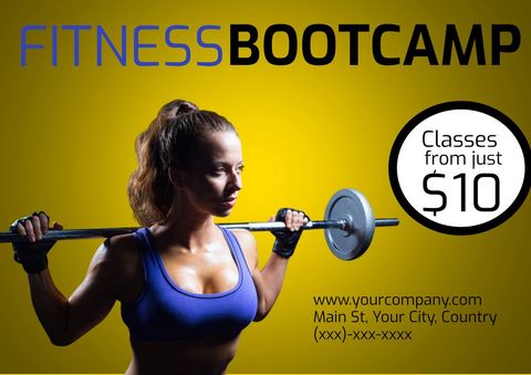 determined woman lifting weights for fitness bootcamp promotion - Download Free Stock Templates Pikwizard.com