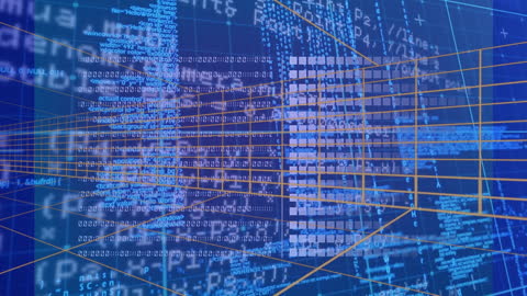 Animated Data Processing on Blue Technology Background