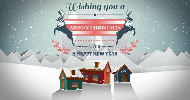 Christmas and New Year Greeting with Snowy Winter Landscape - Download Free Stock Images Pikwizard.com