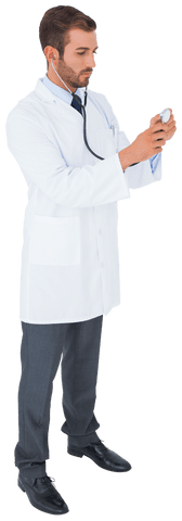 Transparent doctor examining with stethoscope