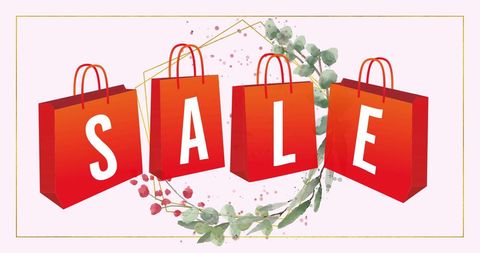 Red Shopping Bags Sale Design with Floral Elements