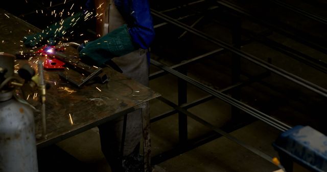 Female Welder Working with Torch in Industrial Workshop - Download Free Stock Images Pikwizard.com