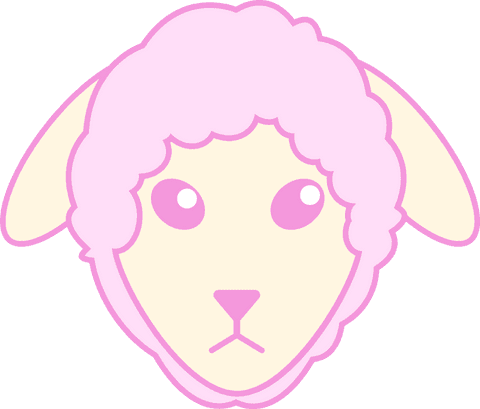 Cute cartoon sheep head in pastel colors with transparent background