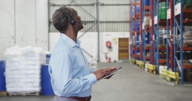 Warehouse Manager Supervising Inventory in Industrial Facility - Download Free Stock Images Pikwizard.com