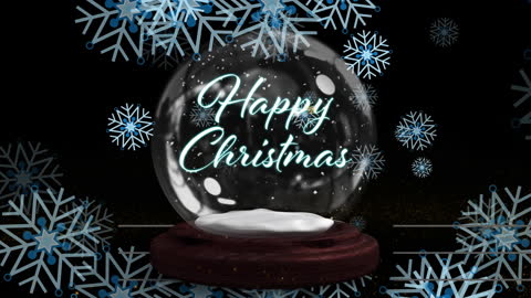Festive Snow Globe with Happy Christmas Message and Falling Snowflakes