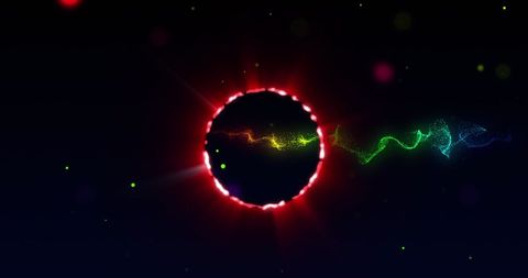 Glowing Neon Circle in Space with Digital Waves and Dots - Download Free Stock Images Pikwizard.com