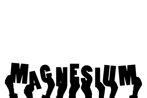 Transparent hands holding magnesium sign