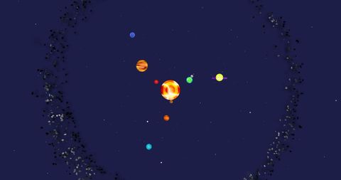 Colorful Digital Illustration of Solar System with Planets