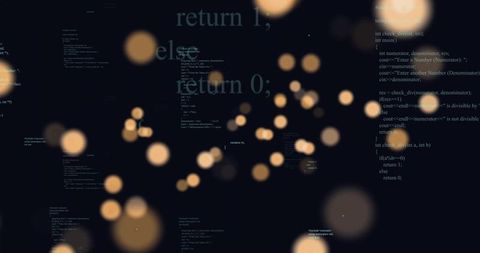 Abstract Code and Golden Bokeh on Dark Futuristic Interface