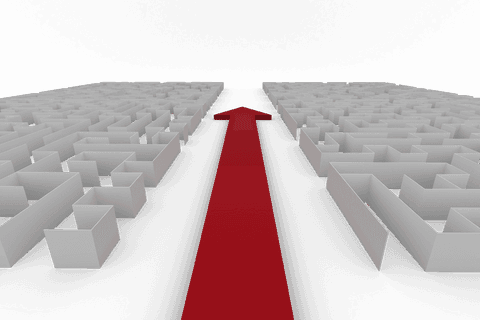 transparent red arrow through grey maze on plain background - Download Free Stock Videos Pikwizard.com