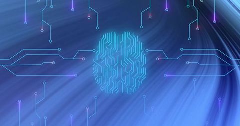 Glowing biometric fingerprint emitting neon circuit lines for ai cybersecurity and connectivity
