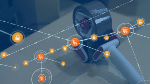 Digital Network Overlay on Packaging with Tape Dispenser