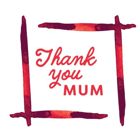 Thank you mum text with red artistic smudged frame