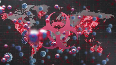 Covid-19 Pandemic Spread with Biohazard Symbol