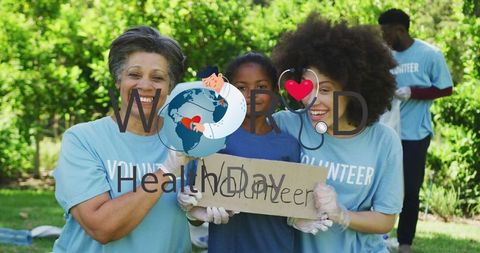 African American Family Volunteering for World Health Day