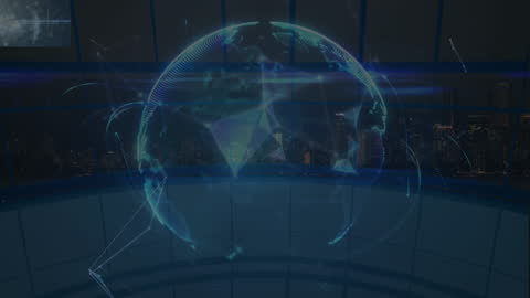 Digital Globe with Data Visualization on Futuristic Canvas