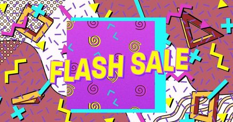 Colorful Abstract Flash Sale Banner with Geometric Shapes