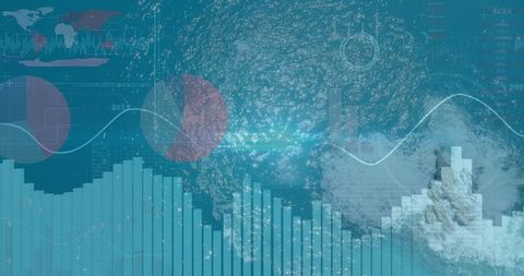 Maritime data visualization overlay on ocean waves