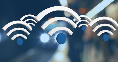 WiFi Connection Symbols Floating Over Blurred Train Background - Download Free Stock Images Pikwizard.com