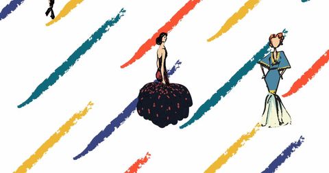 Colorful fashion illustration with vibrant brush strokes