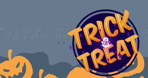 Trick or Treat Banner with Pumpkins and Blue Background
