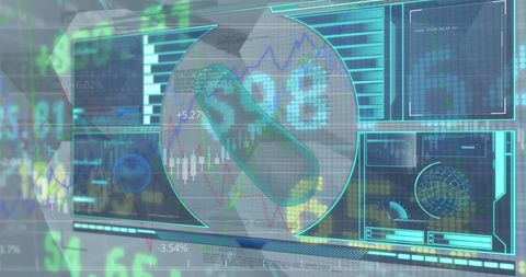 Digital Interface Displaying Stock Market Data and Analytics
