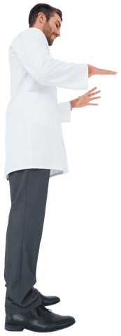 Biracial male doctor communicating on transparent background