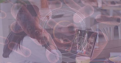 Futuristic Interface in Modern Workspace with Digital Graphics