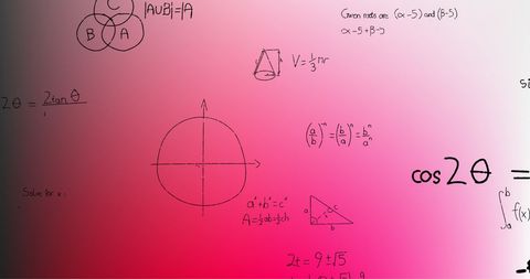 Handwritten Mathematical Formulas on Gradient Pink Background - Download Free Stock Images Pikwizard.com