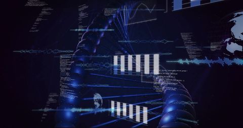 Digital DNA Strand with Data Elements and Technology Concepts - Download Free Stock Images Pikwizard.com