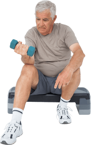 senior man lifting dumbbell in transparent background for fitness - Download Free Stock Videos Pikwizard.com