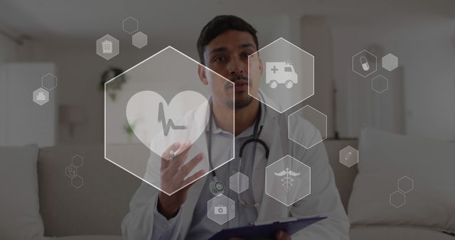 Doctor Using Advanced Augmented Reality Interface for Healthcare - Download Free Stock Images Pikwizard.com