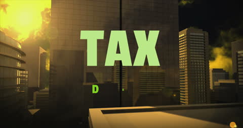 Digital Urban Skyline Highlighting Tax Concepts