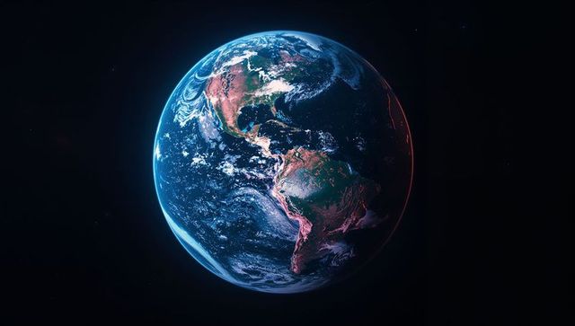 Planet earth floating in dark outer space with atmospheric glow