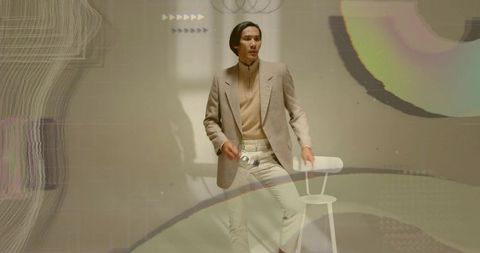 Creative Portrait of Male Model in Abstract Studio Environment