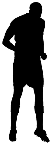 Silhouette of male footballer on transparent background, isolated vector