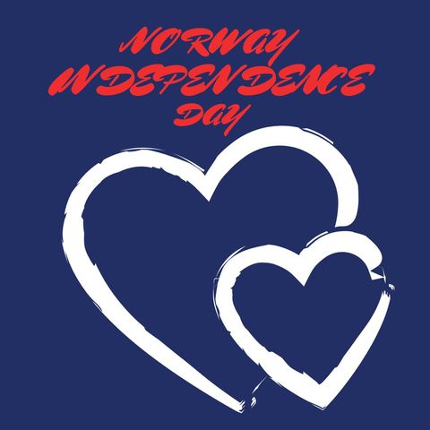 Norway Independence Day Design with Heart Symbol on Blue - Download Free Stock Templates Pikwizard.com