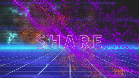 Futuristic Digital Interface Featuring Vibrant Share Text