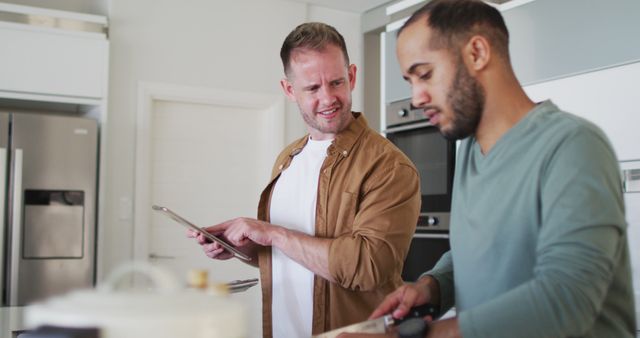 Two Men Cooking Together in a Modern Kitchen - Download Free Stock Images Pikwizard.com