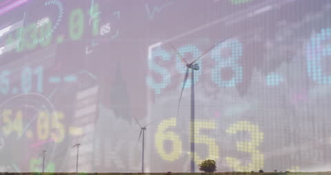 Wind Energy Overlaid With Stock Market Data Representing Economic Growth