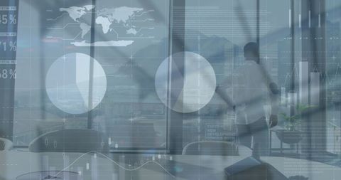 Businessman Analyzing Financial Data with Global Interface Overlay - Download Free Stock Images Pikwizard.com