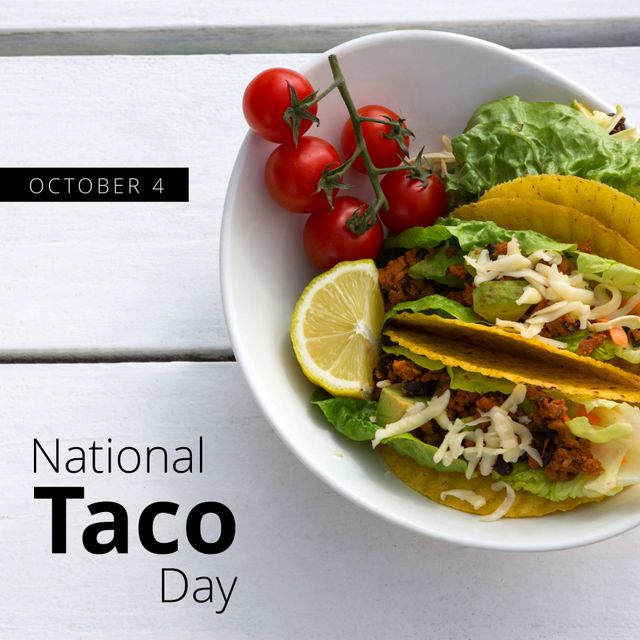 Celebrating National Taco Day with Tasty Tacos in Bowl - Download Free Stock Templates Pikwizard.com