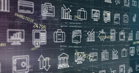 Digital data visualization with business interface icons