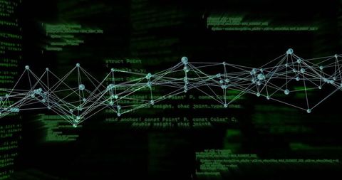 Network of digital connections on black background